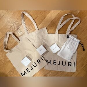 Mejuri Natural Canvas Tote Bags with boxes and one pouch